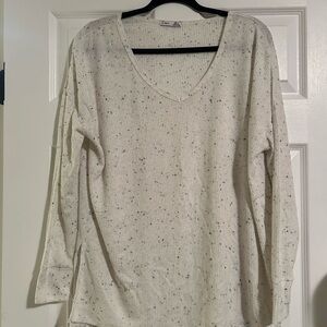 Dex Women's Speckled White Long Sleeve Top